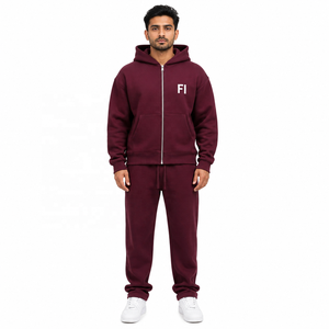 Men's Custom <b>Hooded</b> Sweatshirt <b>Zip</b>-Up Hoodies Set Regular Fit Fleece Casual Streetwear Full <b>Zip</b> Front Logo Print Tracksuit OEM - Product Image 1