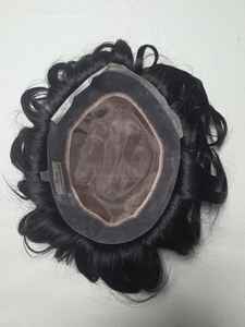 Perruque toupet en cheveux humains mono de qualité supérieure, origine Taz Hair Autriche, style Bangladesh, avec des ondulations naturelles et profondes - Product Image 3