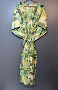 Nuevo Kaftán Naaz Textile de Lujo con Estampado Animal, Cuello en V, Cordón Ajustable, Manga Corta, Corte Ajustado y Largo, de Algodón Suave Indio para Mujer - Product Image 4