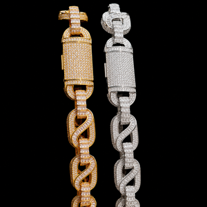 Chaîne Hip Hop personnalisée en moissanite taille ronde et baguette, design élégant fait main, bijoux en diamant certifié de qualité supérieure - Product Image 3