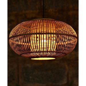 Luminaire suspendu en bambou, design naturel tissé à la main, style asiatique, grande taille pour salon, éclairage de plafond - Product Image 5