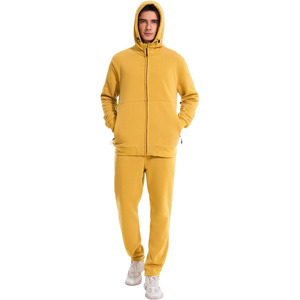 Conjunto Deportivo Unisex con Capucha y Cremallera, Color Amarillo, Sudadera y Pantalones Deportivos, Poliéster/Algodón, Invierno - Product Image 5