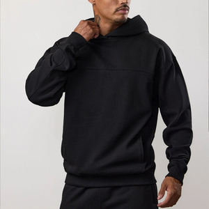 Men's Black Hooded Sweatshirt Regular Fit Casual Long Sleeve Pocket Fleece Autumn Wear 100% Cotton Knitted - Product Image 2