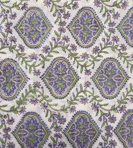 Tela de algodón azul con estampado Mughal, material de costura indio hecho a mano, tela de algodón estampada por yarda, suave y ligera, 44 yardas - Product Image 3