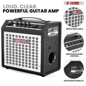 Amplificateur de guitare miniature électrique portable 20W avec haut-parleur intégré de 6,5 pouces, prise casque auxiliaire, noir et blanc, accessoire d'instrument de musique - Product Image 3