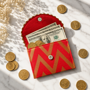 Indian Handmade Coin Envelope Ethnic Wedding Cash Holder Bridal Return Gift Pouch Festive Favor Bag <b>Small</b> Jewelry <b>Wallet</b> - Product Image 6