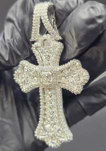 Colgante de Cruz Totalmente Cubierto de Diamantes, Plata 925, Colgante Personalizado de Moissanita, Colgante Hip Hop, Colgante de Fe Cristiana, Joyería Religiosa - Product Image 2