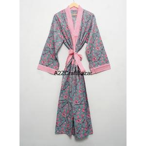 Bata Kimono Ecológica 100% Algodón Puro, Transpirable y Lavable, con Estampado Floral, para Damas de Honor, Ropa de Dormir de Invierno/Verano - Product Image 3