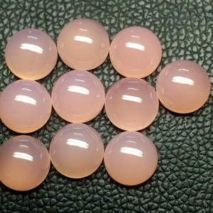 พลอยแคลเซโดนีสีชมพูธรรมชาติทรงกลมเรียบแบบคาโบชอง จำนวนมาก |   หินหลังแบนขนาด 8 มม. 10 มม. 12 มม. สำหรับทำเครื่องประดับขายส่ง - Product Image 5
