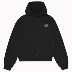 Sweat-shirt à capuche noir pour femme, motif floral brodé, coupe classique, décontracté, logo sur la manche gauche, vêtement d'automne - Product Image 3
