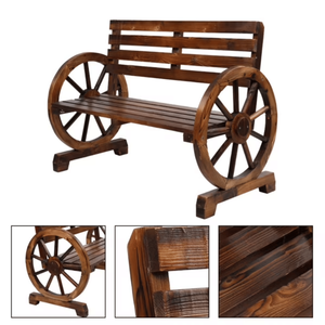 Panca da Giardino in Legno di Abete Antico Marrone Scuro per 2 Persone, per Giardino, Cortile, Parco - Product Image 4