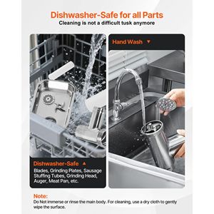 Tritacarne Elettrico Commerciale in Acciaio Inox, Capacità 21 Libbre/Min, Lama e Piastra di Macinazione per Macchine per Salsicce e Lavorazione della Carne - Product Image 6