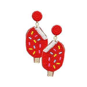 <b>Cute</b> Ice Cream Beaded Drop <b>Earrings</b> With Crystal Rhinestone For Women Party Jewelry - Product Image 5