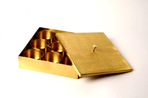 Square Brass <b>Masala</b> <b>Box</b> 9 Containers Handle Spoon | Portable Luxury Indian Spice Storage <b>Box</b> Engraved Lid Dining Home Outdoor - Product Image 6