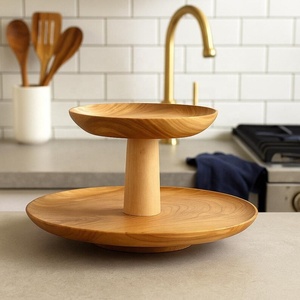 Elegante y Resistente Soporte de Madera de 2 Niveles para Postres, Ideal para Pasteles, Cupcakes y Repostería, Decoración Ideal para Cocina y Mesa - Product Image 1