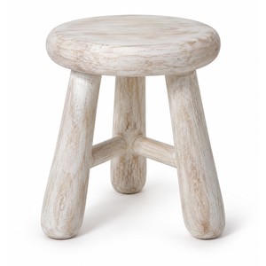 Tabouret artisanal en bois de manguier blanchi |   Santorini Kamari Design Vente en Gros - Product Image 1