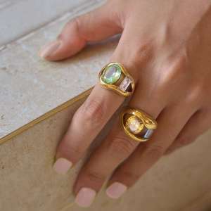 <span class=keywords><strong>Set</strong></span> di <span class=keywords><strong>Anelli</strong></span> in Zirconia Personalizzati per Donne, Placcati in Oro, in Acciaio Inossidabile, Stile Vintage, <span class=keywords><strong>Regolabili</strong></span>, Produttore di Gioielli all'Ingrosso - Product Image 3