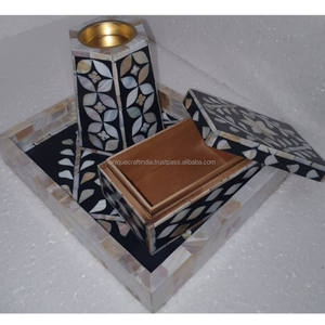 Ensemble de Bukhoor en résine violette royale avec boîte de rangement en nacre incrustée de fleurs et brûleur d'encens arabe classique - Product Image 2