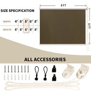 6FT X 6FT Modern Walnut Aluminum Roller <b>Shutter</b> HDPE Spliced Interior-Exterior Use Horizontal and Vertical Opening Pattern - Product Image 4