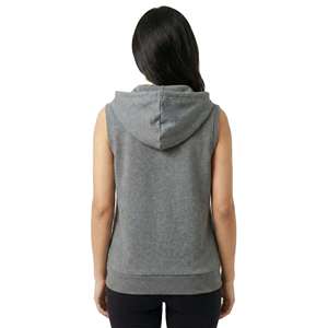Gilet sans manches à capuche pour femme, gris, en coton et fibre de bambou, tricoté, décontracté, streetwear, vêtements d'automne - Product Image 5