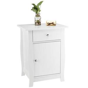 ตู้ข้างเตียงประตูเดียวสีขาวพร้อมลิ้นชักข้างเตียง - Product Image 3