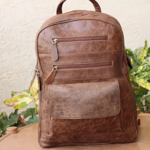 New Arrival Factory Made Vintage Full Grain Genuine Crazy Horse Leather <b>Backpack</b> Bag Laptop Front Zipper Pocket Travel <b>Backpack</b> - Product Image 3