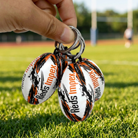 Porte-clés mini ballon de rugby en caoutchouc personnalisé avec impression de logo, porte-clés promotionnel pour événements sportifs, image de marque d'entreprise