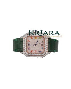 Unisex Moissanite Leather Strap Diamond <b>Watch</b> for Business Professionals Meetings and Everyday Luxury Wear - Product Image 1