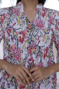 Robe en coton imprimé floral indien à main bloc nouvelle tenue décontractée d'été à la mode pour mariage cadeau écologique tissé à la main - Product Image 3