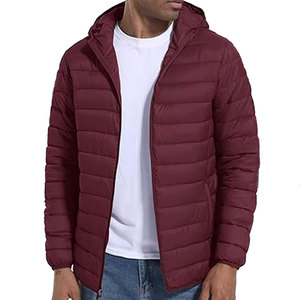 Premium Men's Hooded Canvas Puffer <b>Jacket</b> Lightweight Quilted Insulated with Front Logo for Outdoor Winter Travel and Daily Wear - Product Image 3