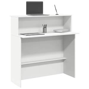Bureau d'accueil blanc en bois d'ingénierie, design minimaliste, mobilier de bureau commercial - Product Image 1