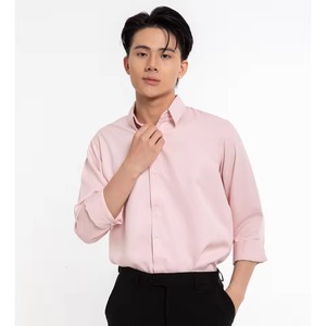 เสื้อเชิ้ตผู้ชายผ้าฝ้ายลินิน แขนสั้น คอตั้ง สีพื้น กระดุมแถวเดียว สไตล์ลำลองธุรกิจ สำหรับฤดูร้อน ยี่ห้อ Joychuang - Product Image 4