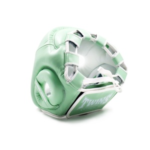 Top Ten Mint Green PU Leather Twin Professional Comfortable Boxing Head Guard Full Face Protective Training Equipment - Product Image 3