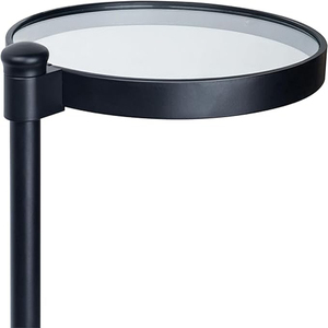 Black Glass Drink <b>Table</b> Metal Martini <b>Round</b> <b>Small</b> Drink Side <b>Table</b> for Couch Tempered Glass C Shaped End <b>Table</b> - Product Image 2