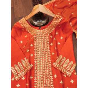 Conjunto de traje de diseñador para mujer con Chinon Sharara bordado con trabajo de bordado de secuencia - Product Image 3