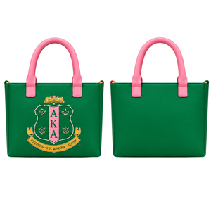 AKA Green Pink Ladies Tote Purse กระเป๋าถือแฟชั่นทันสมัยที่ได้แรงบันดาลใจจากตัวอักษรกรีกกระเป๋าสะพายไหล่ความจุขนาดใหญ่สำหรับทำงานและการเดินทาง - Product Image 1
