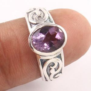 แข็ง 925 เงินสเตอร์ลิงอเมทิสต์ธรรมชาติอัญมณี Handmade แหวนเครื่องประดับแหวนเงินสเตอร์ลิงเครื่องประดับ 925 ประทับตราเครื่องประดับ - Product Image 2