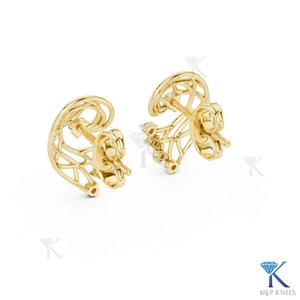 ต่างหูเพชร CVD แบบฝังลายกิ่งไม้ ดีไซน์เกลียววน 14K 18K ทองคำแท้ สำหรับผู้หญิง เครื่องประดับมินิมอล ผลิตโดยผู้ผลิตเครื่องประดับ - Product Image 2