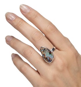 Opal Boulder Silver Sterling Natural Blue Normal Weight VB ARTS 5-7 Mm AU;2 10K 14K 18K Solid Gold Promise Ring Anniversary Ring - Product Image 6