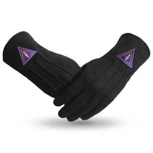 Guantes Negros de Algodón con Emblema Masónico, Bordado a Máquina, Largos hasta la Muñeca - Product Image 1