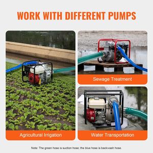 Kit Tubo di Aspirazione per Pompa dell'Acqua 20 ft Verde e Tubi da Giardino Blu per Retrolavaggio 2 pollici x 65 ft con Filtro a Fori in Acciaio e Avvolgitubo Inclusi - Product Image 6