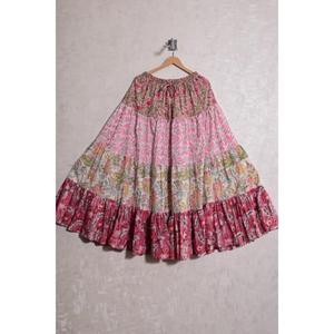 Lavinas High Quality Customized Color Cotton Block Print <b>Patchwork</b> Wrap Design Eco-Friendly Breathable Casual Summer Maxi <b>Skirt</b> - Product Image 1