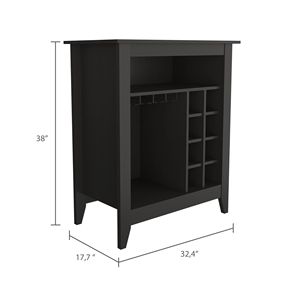 Mobile bar New Canaan con 6 bottiglie, 1 cassetto e 1 ripiano, colore nero wengue - Product Image 5