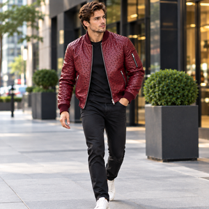 Veste en cuir de motard de qualité supérieure pour homme, veste bomber en cuir pour homme - Product Image 2