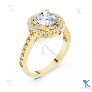 Anillo de Compromiso Solitario con Diamante Cultivado en Laboratorio, Corte Brillante, Banda Catedral de 4 Puntas, Oro Sólido de 14k, Lujoso, Certificado IGI, para Novia - Product Image 6