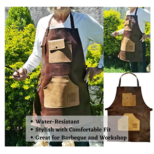 Custom Logo Top Quality Leather Work <b>Tool</b> Salon Apron High Quality Home Chef Use Aprons Fireproof <b>BBQ</b> Cooking Kitchen Aprons - Product Image 6