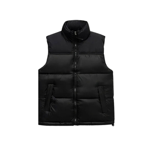 Men's Stand Collar Thin Solid Fleece Zipper Sleeveless <b>Lightweight</b> Winter Puffer Vest <b>Casual</b> Outdoor <b>Jacket</b> - Product Image 1