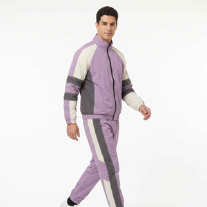 Survêtement en nylon pour homme avec panneaux à points diamantés, veste zippée et pantalon assorti, tenue de sport légère pour la salle de sport, l'entraînement et les loisirs - Product Image 2