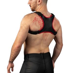Arnés de Pecho de Cuero para Hombre Centurion 2.0, Rojo, Correas Ajustables, Arnés Corporal de Cuero Premium para Club - Product Image 2