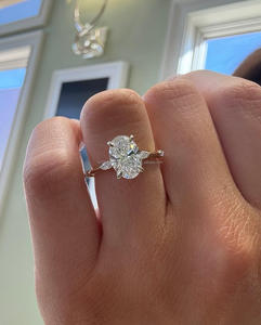 IGI/GIA Lab Grown Oval Cut Diamond Unisex Vintage 14K Oro blanco Boda/Anillo de compromiso para fiestas de aniversario Anillos finos - Product Image 1